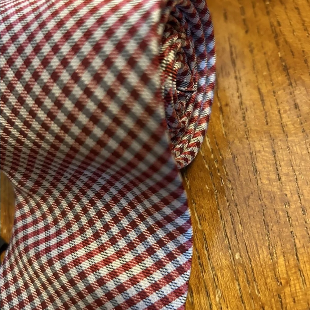 Jason & Vogue 100% Silk Burgundy & Black Checkered Tie NWT!! - Picture 4 of 8